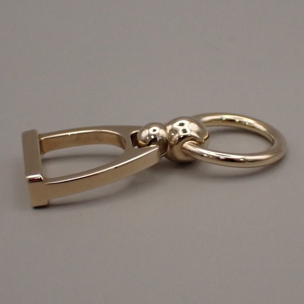 HERMES Logo Charms Etrier Twilly Ring Palladium Plated brass Italy - Picture 7 of 13